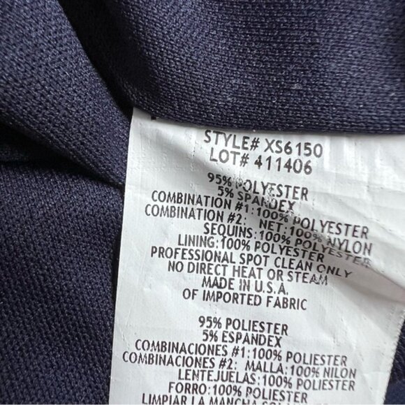 Xscape Navy Sequin Capelet Dress Size 12 Chiffon Asymmetrical Formal Cocktail - Picture 7 of 7